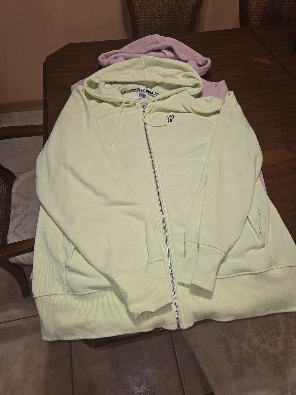 PINK Victoria's Secret Light Lime Zip-Up Hoodie